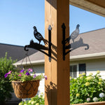Pheasant bird metal hanging basket bracket mounted on outdoor wall for plant decoration