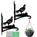 Pheasant bird metal hanging basket bracket mounted on outdoor wall for plant decoration