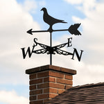 Pigeon metal weather vane with directional arrows and mounting rod, outdoor roof and garden decoration