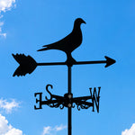 Pigeon metal weather vane with directional arrows and mounting rod, outdoor roof and garden decoration
