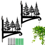 Pine forest metal hanging basket bracket mounted on outdoor wall for plant decoration