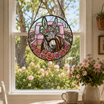 Pink vintage truck donkey stained glass suncatcher window hanging, suitable for home and garden decoration