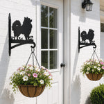 Pomeranian metal hanging basket bracket mounted on outdoor wall for plant decoration