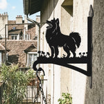 Pomeranian metal hanging basket bracket mounted on outdoor wall for plant decoration