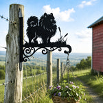 Pomeranian metal hanging basket bracket mounted on outdoor wall for plant decoration
