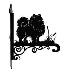 Pomeranian metal hanging basket bracket mounted on outdoor wall for plant decoration