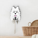 Pomeranian wooden dog wall hook key and leash holder for home entryway organizer