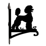 Poodle metal hanging basket bracket mounted on outdoor wall for plant decoration