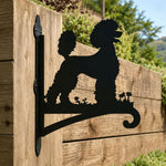 Poodle metal hanging basket bracket mounted on outdoor wall for plant decoration