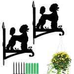 Poodle metal hanging basket bracket mounted on outdoor wall for plant decoration