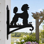 Poodle metal hanging basket bracket mounted on outdoor wall for plant decoration