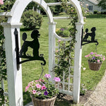 Poodle metal hanging basket bracket mounted on outdoor wall for plant decoration