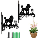 Poodle metal hanging basket bracket mounted on outdoor wall for plant decoration