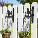 Poodle metal hanging basket bracket mounted on outdoor wall for plant decoration