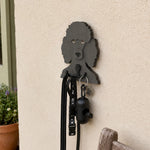 Poodle wooden dog wall hook key and leash holder for home entryway organizer