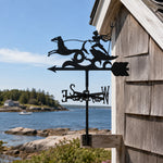 Poseidon metal weather vane with directional arrows and mounting rod, outdoor roof and garden decoration