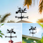Poseidon metal weather vane with directional arrows and mounting rod, outdoor roof and garden decoration