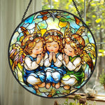 Praying angels stained glass suncatcher window hanging, suitable for home and garden decoration