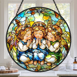 Praying angels stained glass suncatcher window hanging, suitable for home and garden decoration