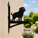 Pug metal hanging basket bracket mounted on outdoor wall for plant decoration