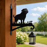 Pug metal hanging basket bracket mounted on outdoor wall for plant decoration
