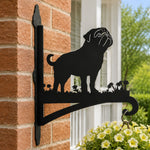 Pug metal hanging basket bracket mounted on outdoor wall for plant decoration