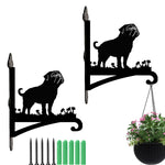 Pug metal hanging basket bracket mounted on outdoor wall for plant decoration
