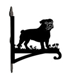 Pug metal hanging basket bracket mounted on outdoor wall for plant decoration