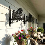 Puli metal hanging basket bracket mounted on outdoor wall for plant decoration