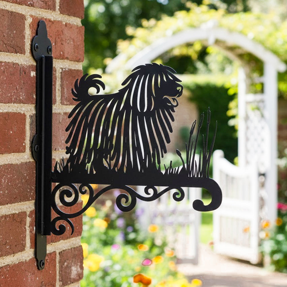 Puli metal hanging basket bracket mounted on outdoor wall for plant decoration