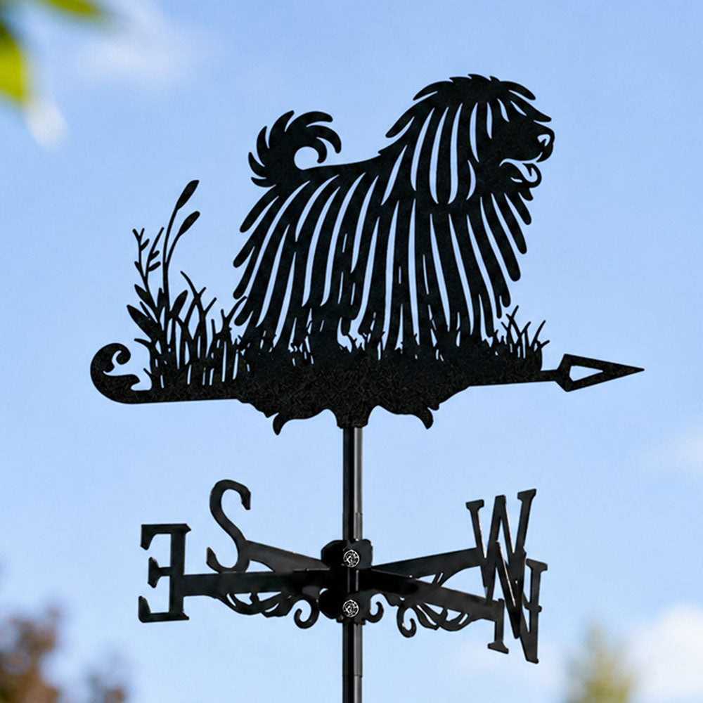 Puli metal weather vane with directional arrows and mounting rod, outdoor roof and garden decoration