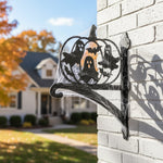 Pumpkin ghosts metal hanging basket bracket mounted on outdoor wall for plant decoration