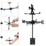 Pumpkin head metal weather vane with directional arrows and mounting rod, outdoor roof and garden decoration