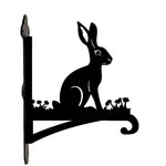 Rabbit metal hanging basket bracket mounted on outdoor wall for plant decoration