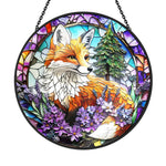 Red fox nature stained glass suncatcher window hanging, suitable for home and garden decoration