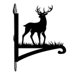 Reindeer metal hanging basket bracket mounted on outdoor wall for plant decoration