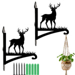 Reindeer metal hanging basket bracket mounted on outdoor wall for plant decoration