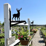 Reindeer metal hanging basket bracket mounted on outdoor wall for plant decoration
