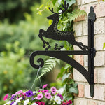 Reindeer with stars metal hanging basket bracket mounted on outdoor wall for plant decoration