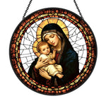 Religious madonna and child virgin mary stained glass suncatcher window hanging, suitable for home and garden decoration