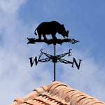 Rhino metal weather vane with directional arrows and mounting rod, outdoor roof and garden decoration