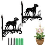Rhodesian ridgeback metal hanging basket bracket mounted on outdoor wall for plant decoration