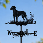 Rhodesian ridgeback metal weather vane with directional arrows and mounting rod, outdoor roof and garden decoration
