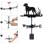 Rhodesian ridgeback metal weather vane with directional arrows and mounting rod, outdoor roof and garden decoration