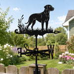 Rhodesian ridgeback metal weather vane with directional arrows and mounting rod, outdoor roof and garden decoration