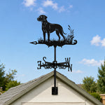 Rhodesian ridgeback metal weather vane with directional arrows and mounting rod, outdoor roof and garden decoration