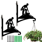 Roofer construction worker metal hanging basket bracket mounted on outdoor wall for plant decoration