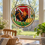 Rooster stained glass suncatcher window hanging, suitable for home and garden decoration