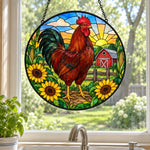 Rooster stained glass suncatcher window hanging, suitable for home and garden decoration