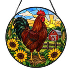 Rooster stained glass suncatcher window hanging, suitable for home and garden decoration